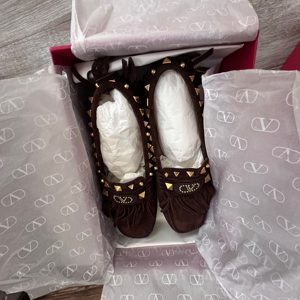 Valentino Women's Brown Suede Driver Loafers in EU Size 40 - Picture 4 of 15